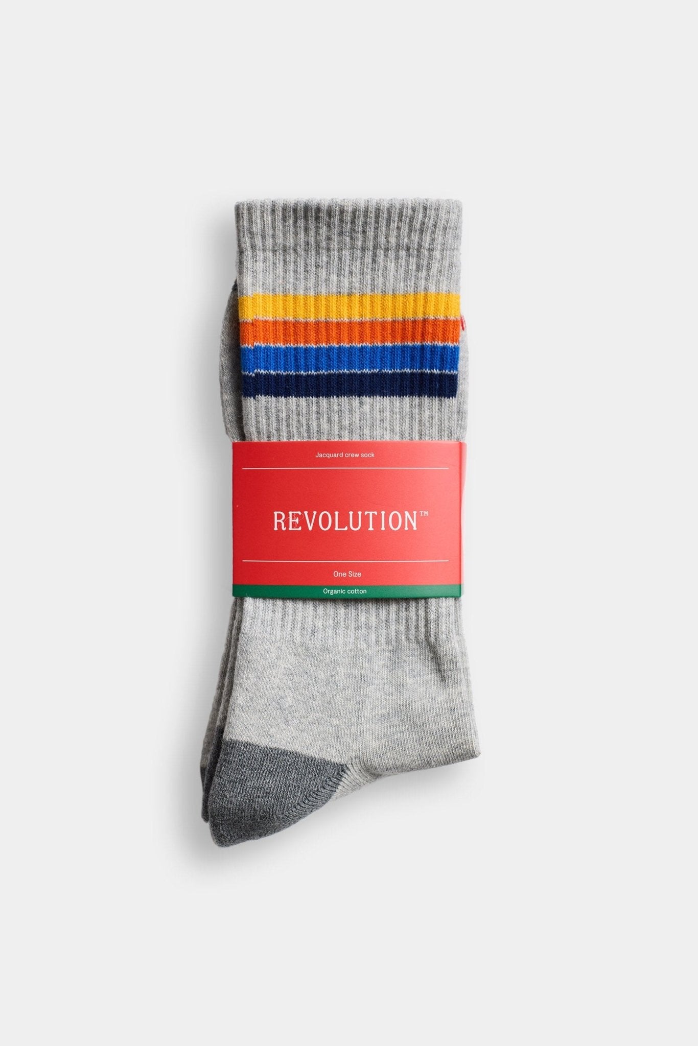 REVOLUTION-8928 Jaquard Crew Socks-Grey-BACKYARD
