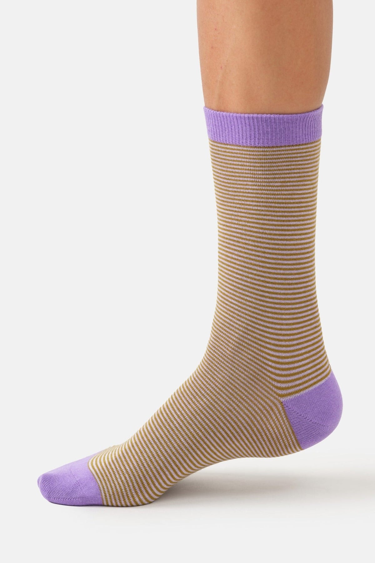 THOUGHT-Women’s Stripe Crew Socks-Chartreuse Green-BACKYARD