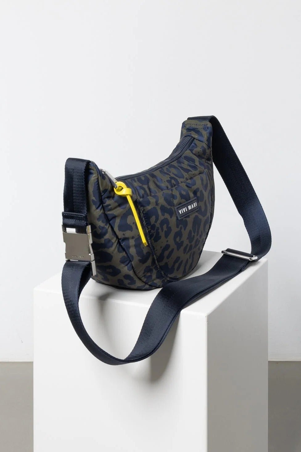 VIVI MARI-Padded Hip Bag Medium-Leo Splashes Navy Olive-BACKYARD