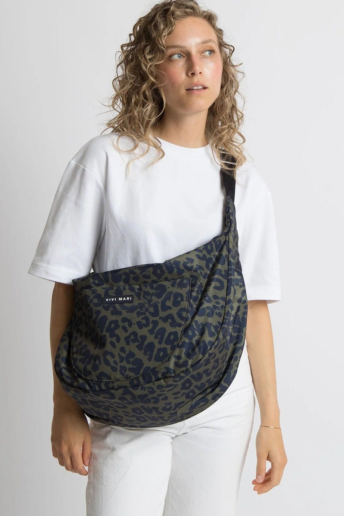 VIVI MARI-Padded Hip Bag Oversized-Leo Splashes Navy Olive-BACKYARD
