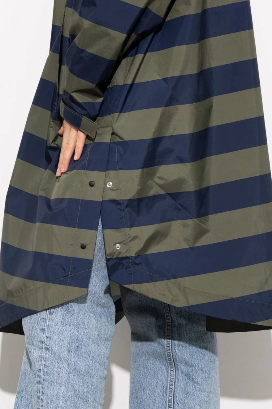 VIVI MARI-Raincoat Bold Stripes-Navy Olive-BACKYARD