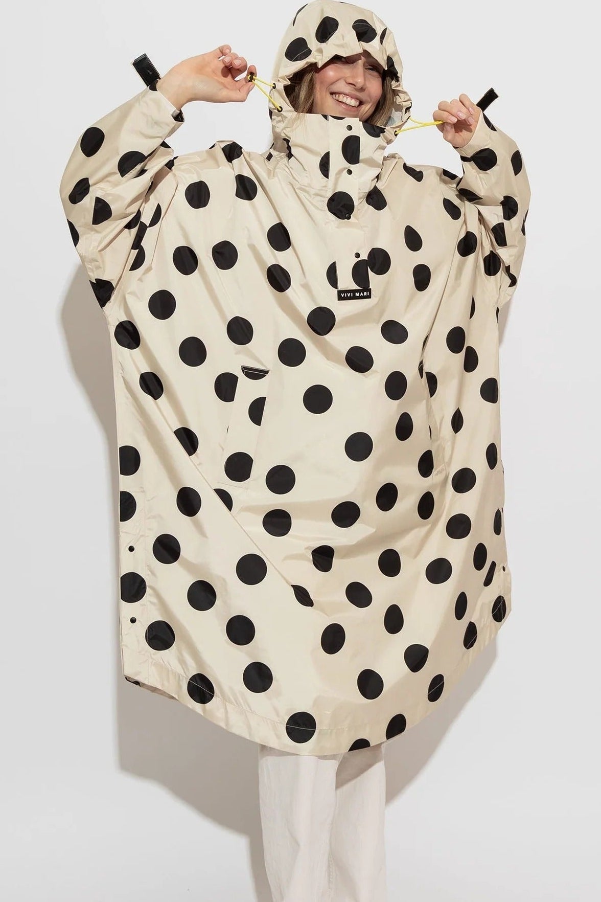 VIVI MARI-Raincoat Dots-Black Sand-BACKYARD