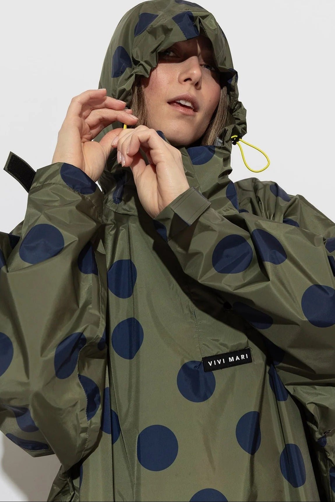 VIVI MARI-Raincoat Dots-Olive Navy-BACKYARD