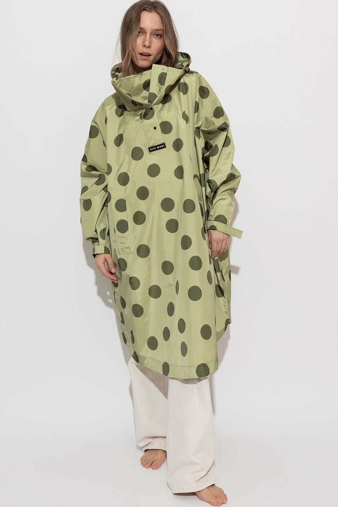 VIVI MARI-Raincoat Dots-Pale Olive Olive-BACKYARD