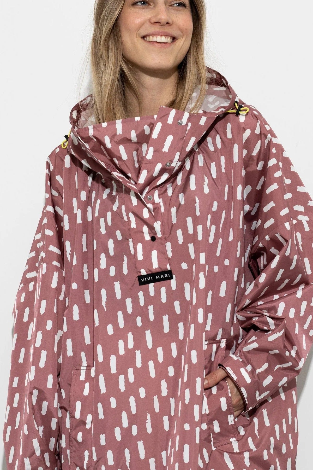 VIVI MARI-Raincoat Drops-Mauve White-BACKYARD
