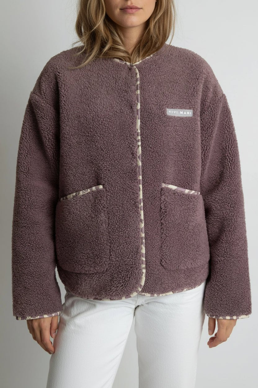 VIVI MARI-Teddy Fleece Jacket-Ash Plum-BACKYARD