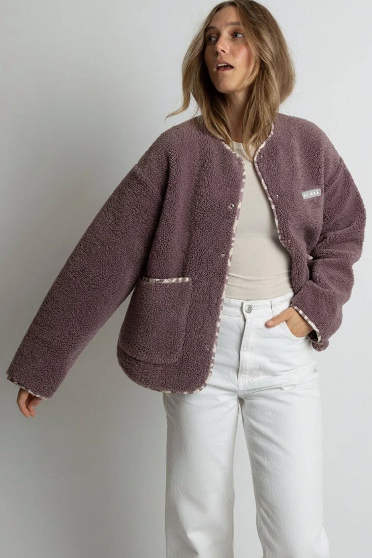 VIVI MARI-Teddy Fleece Jacket-Ash Plum-BACKYARD