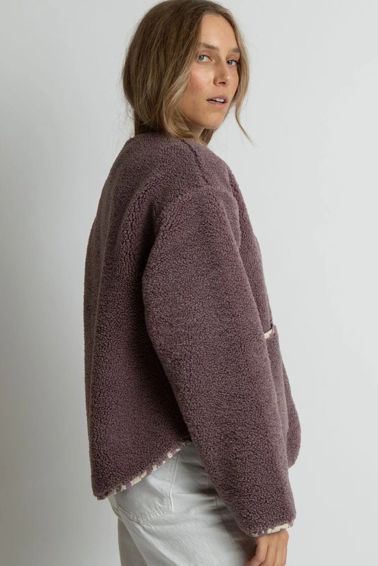 VIVI MARI-Teddy Fleece Jacket-Ash Plum-BACKYARD