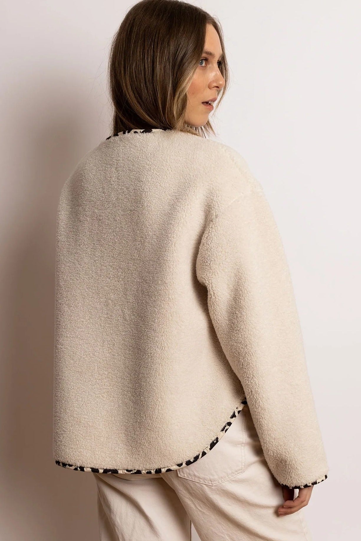 VIVI MARI-Teddy Fleece Jacket-Sand-BACKYARD