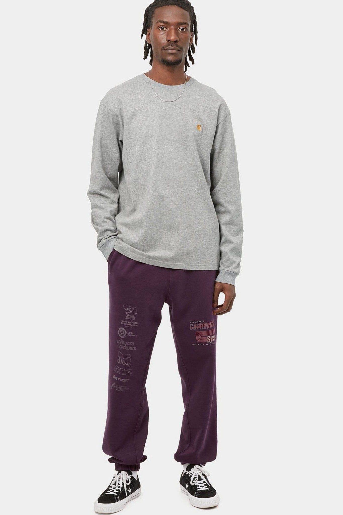 CARHARTT WIP - L/S Chase T-Shirt - Grey Heather Gold - BACKYARD