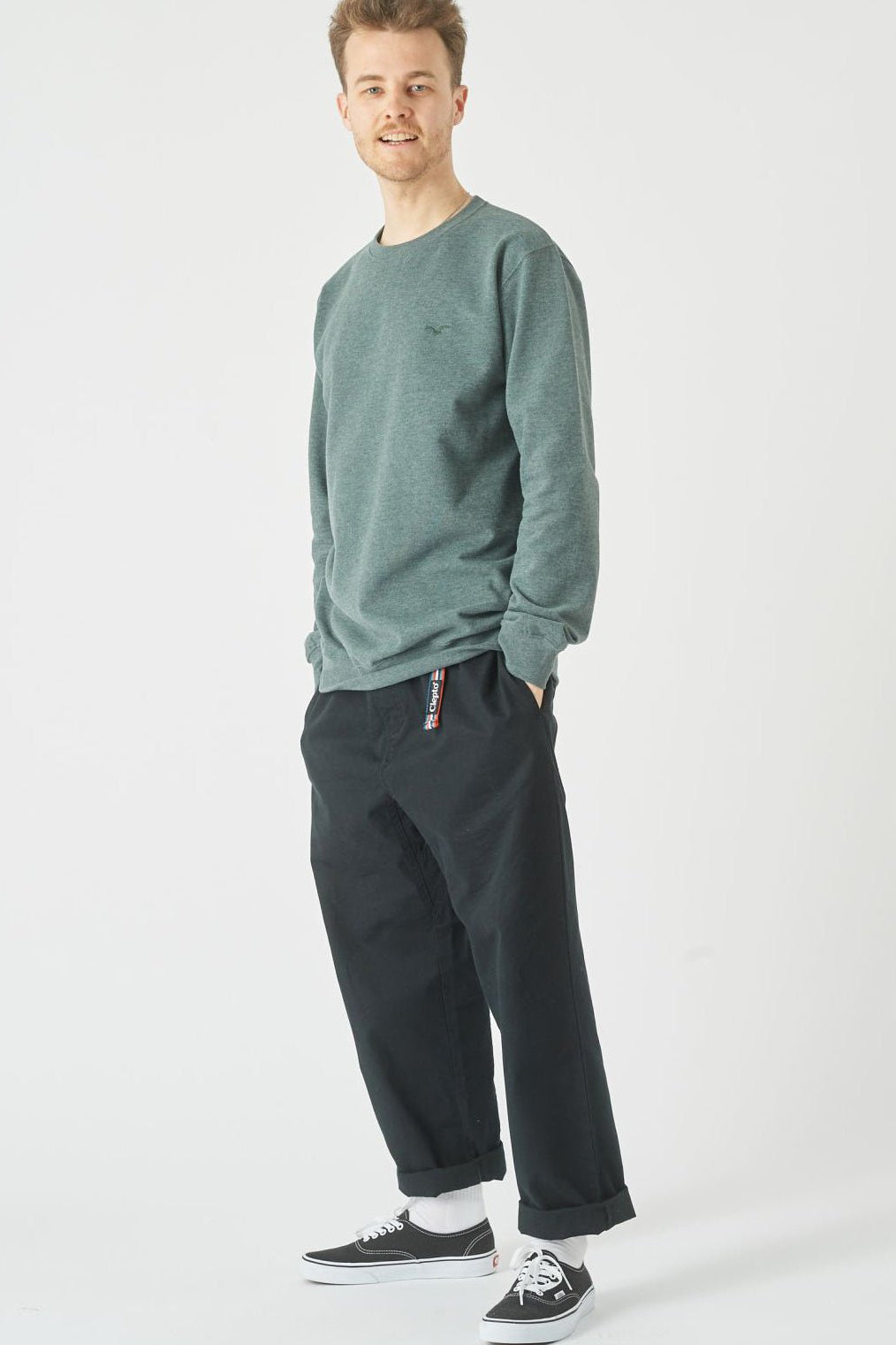 CLEPTOMANICX - Ligull Crewneck - Heather Scarab Green - BACKYARD