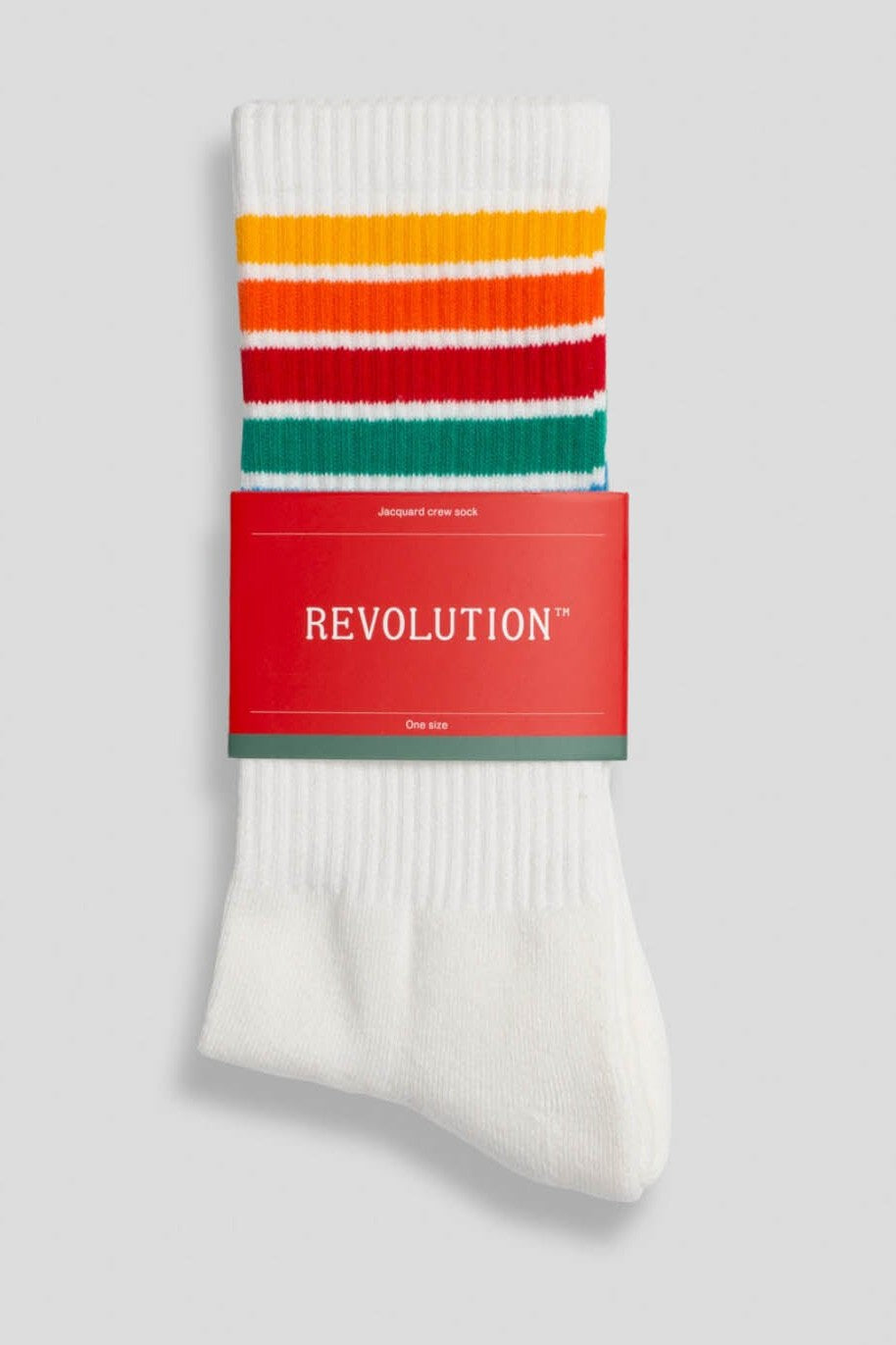 REVOLUTION - 8903 Jacquard Crew Socks - White - BACKYARD